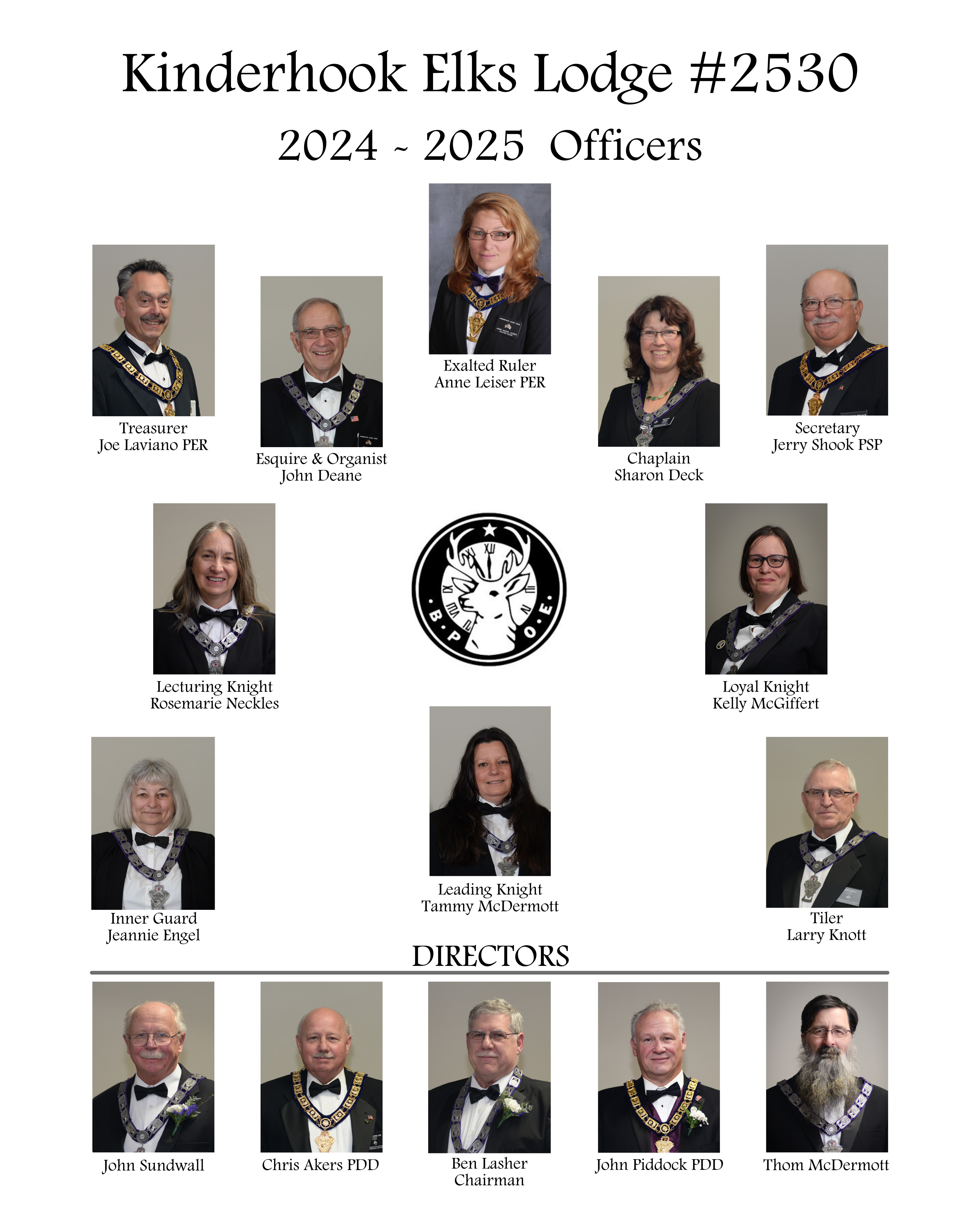 Kinderhook Elks Lodge Officers 2024