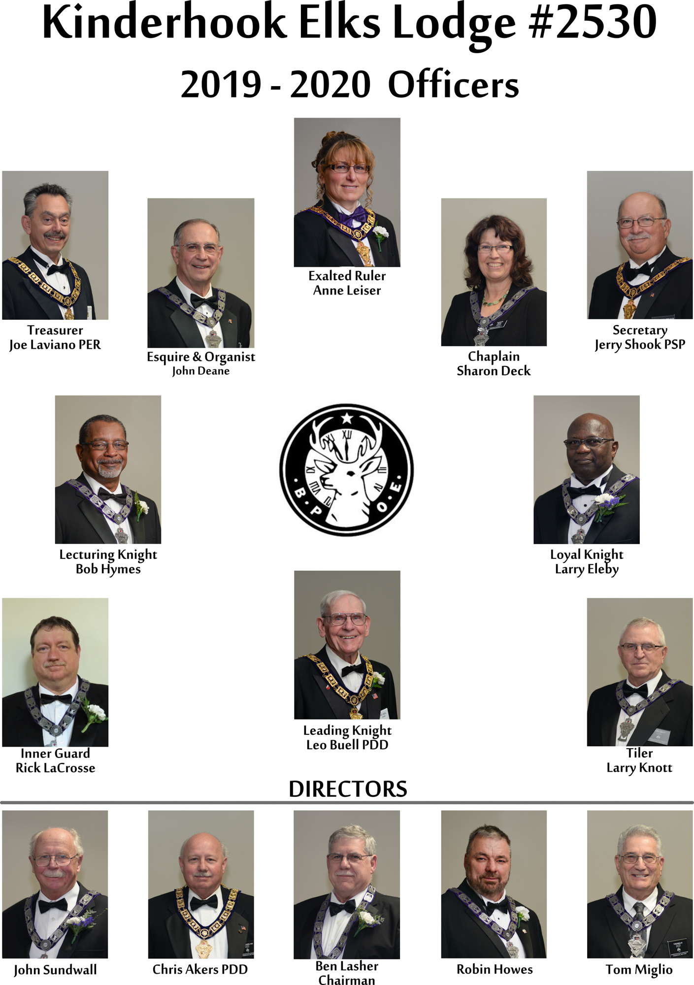 Kinderhook Elks Lodge Officers 2019